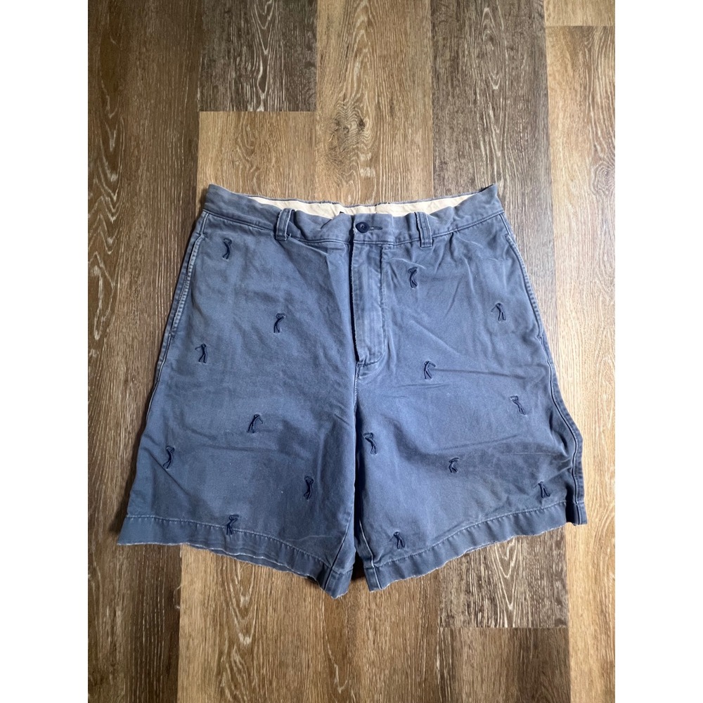 J.Crew Golf Shorts Mens 35 Blue Good Embroidered Chino Cotton Motif